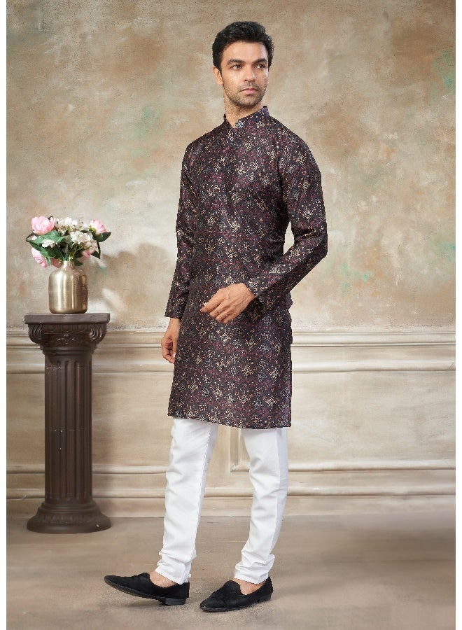 OUTLUK Black Premium Silk Kurta for Men - Image 3